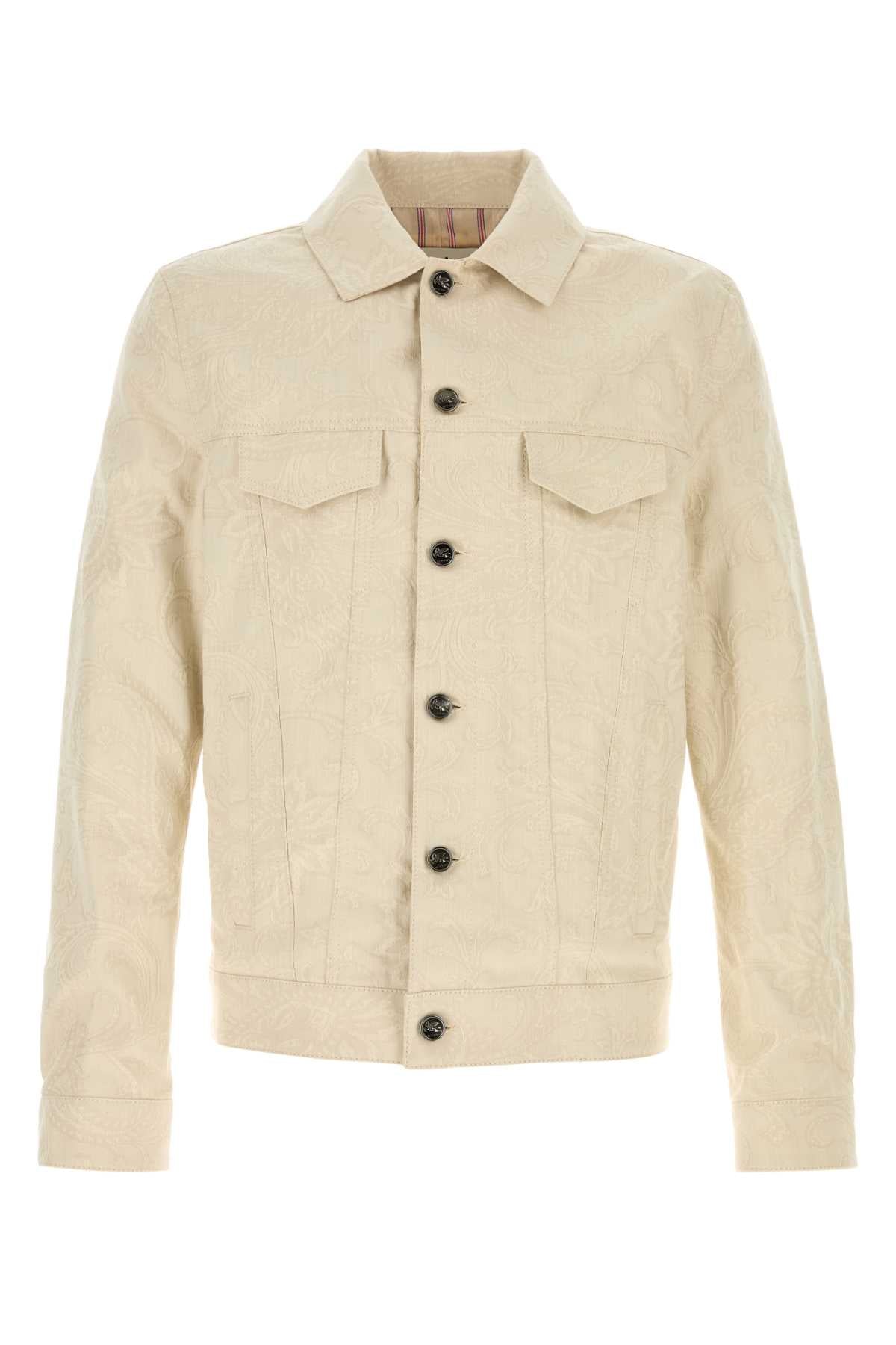 Etro Men Sand Stretch Denim Jacket