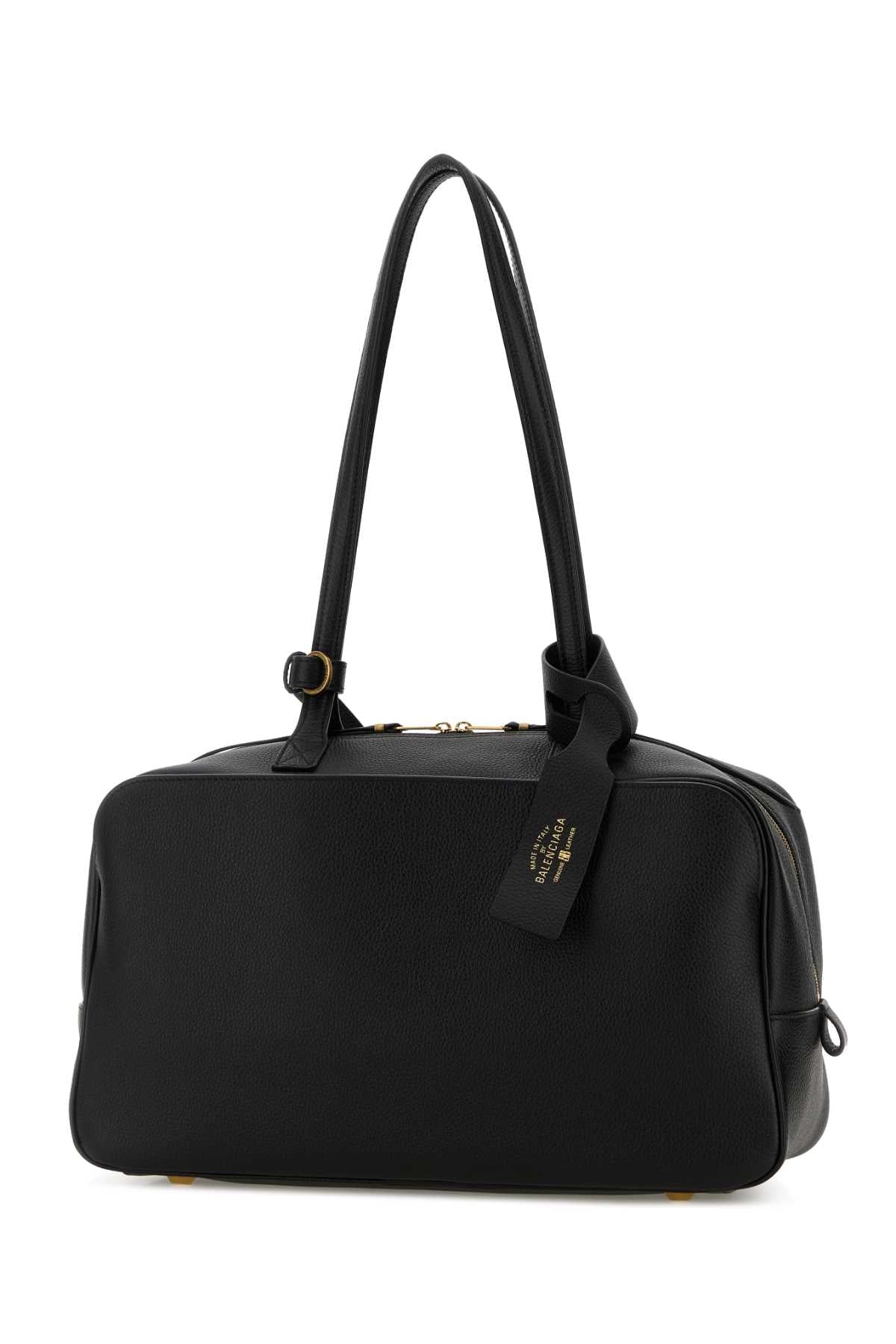 Balenciaga Women Black Leather Medium Carrie Shoulder Bag