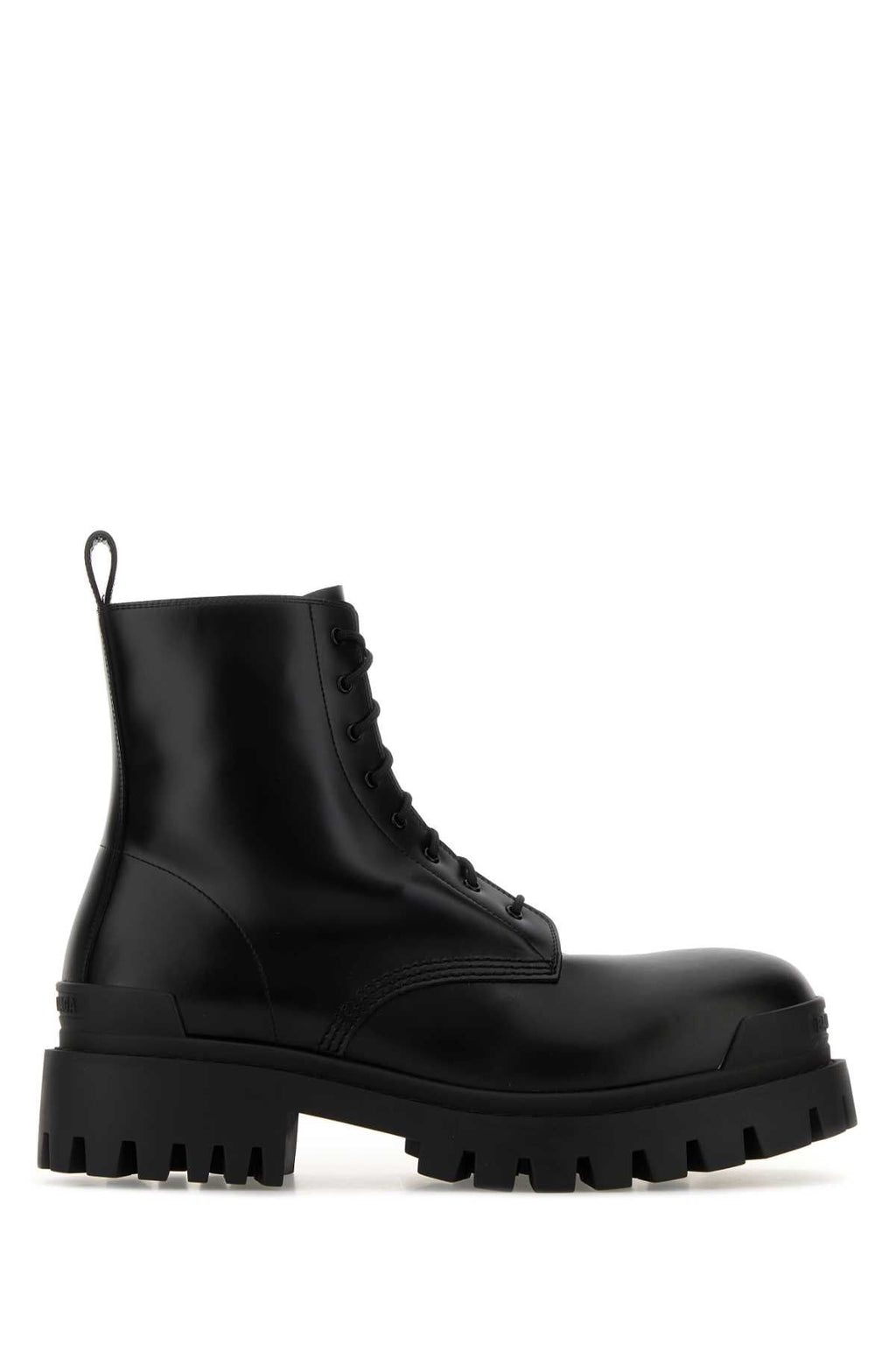 Balenciaga Men Black Leather Strike Ankle Boots
