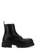 Balenciaga Men Black Leather Strike Ankle Boots