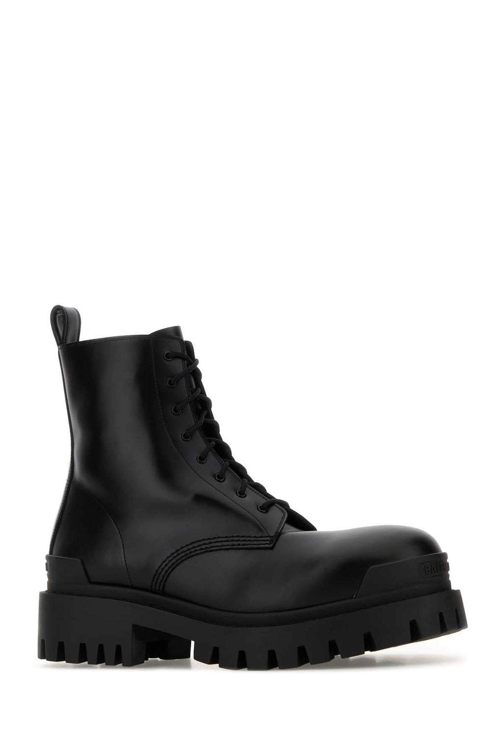Balenciaga Men Black Leather Strike Ankle Boots