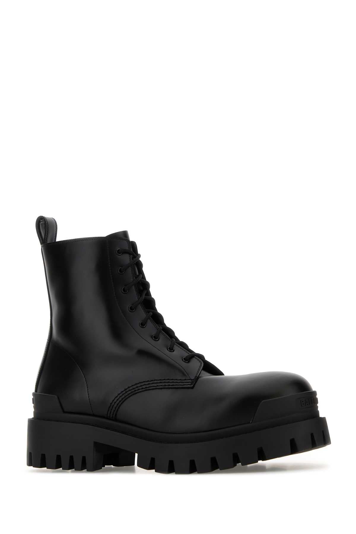 Balenciaga Men Black Leather Strike Ankle Boots
