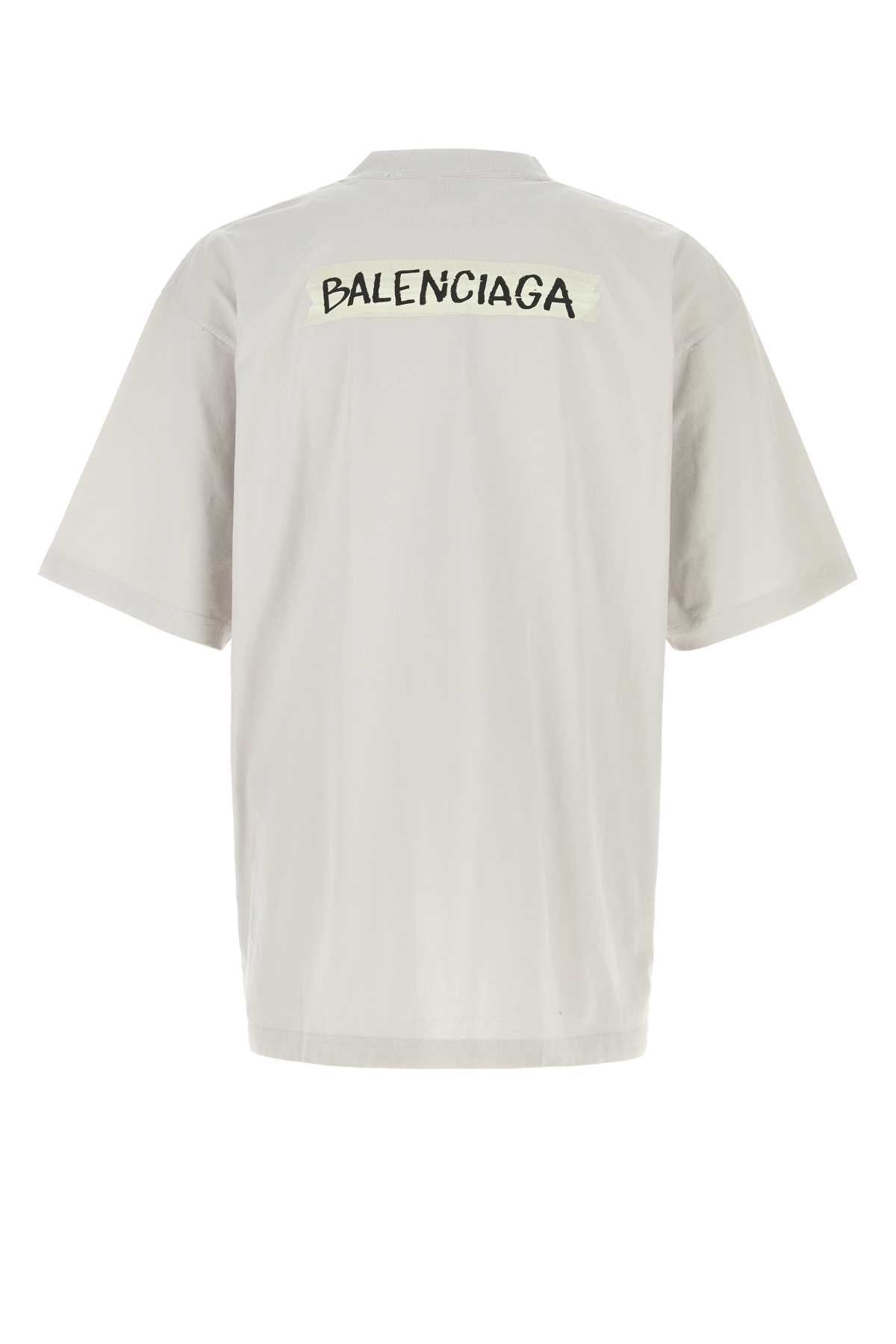 Balenciaga Men Chalk Cotton T-Shirt