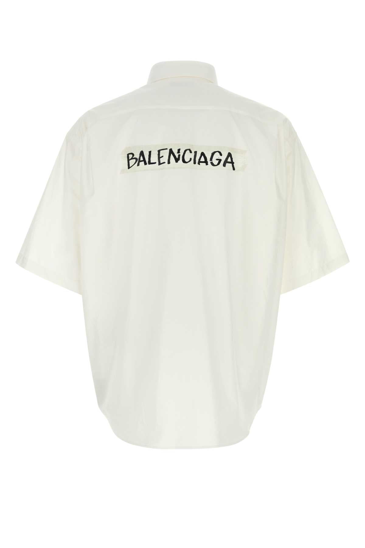 Balenciaga Men White Poplin Oversize Shirt