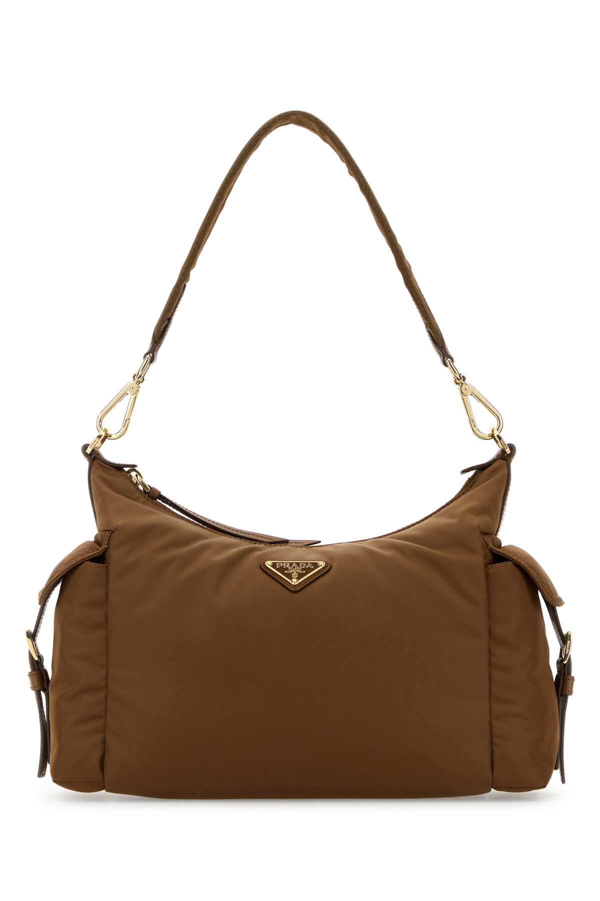 Prada Women Camel Re-Nylon Shoulder Bag