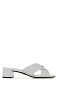 Prada Women White Leather Mules