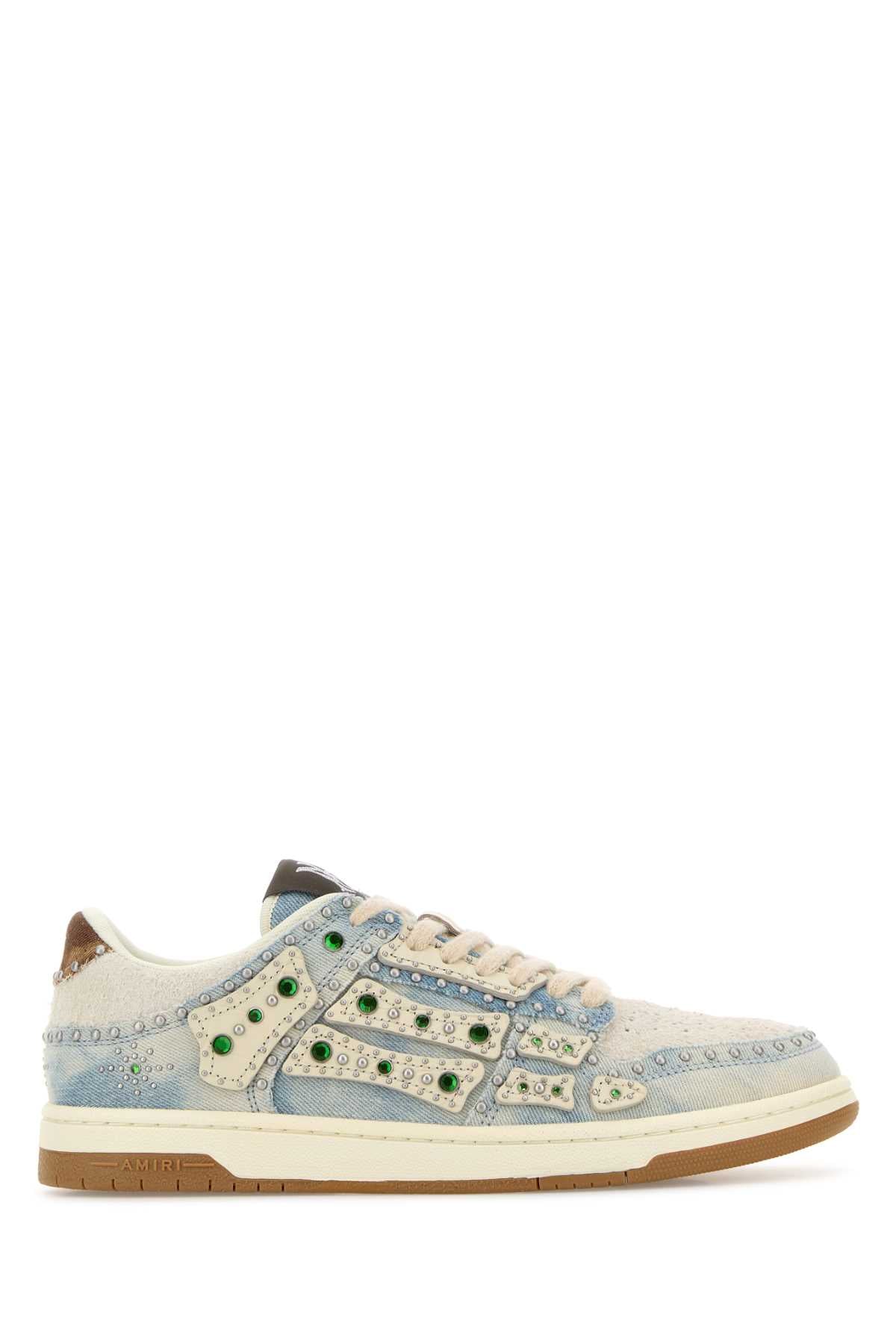Amiri Men Denim Stud Skel  Sneakers