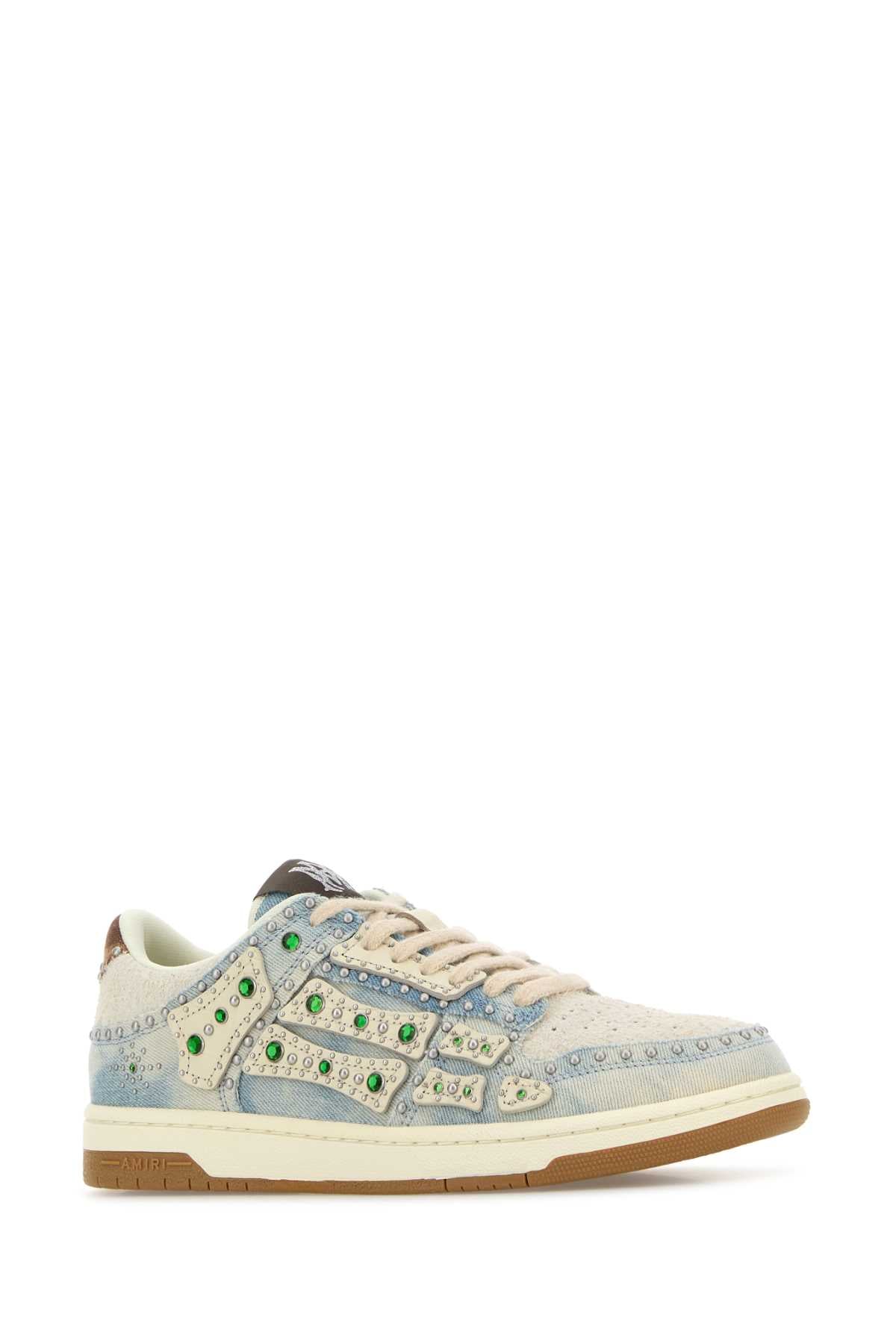 Amiri Men Denim Stud Skel  Sneakers
