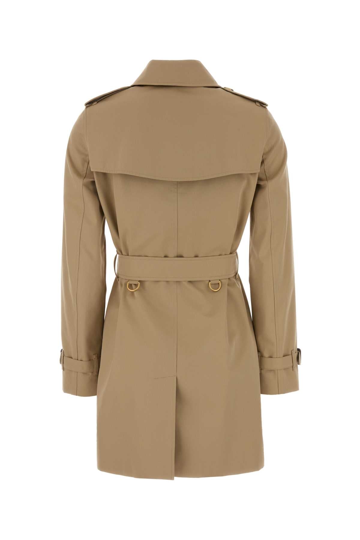 Burberry Women Beige Gabardine Heritage Kensington Trench Coat