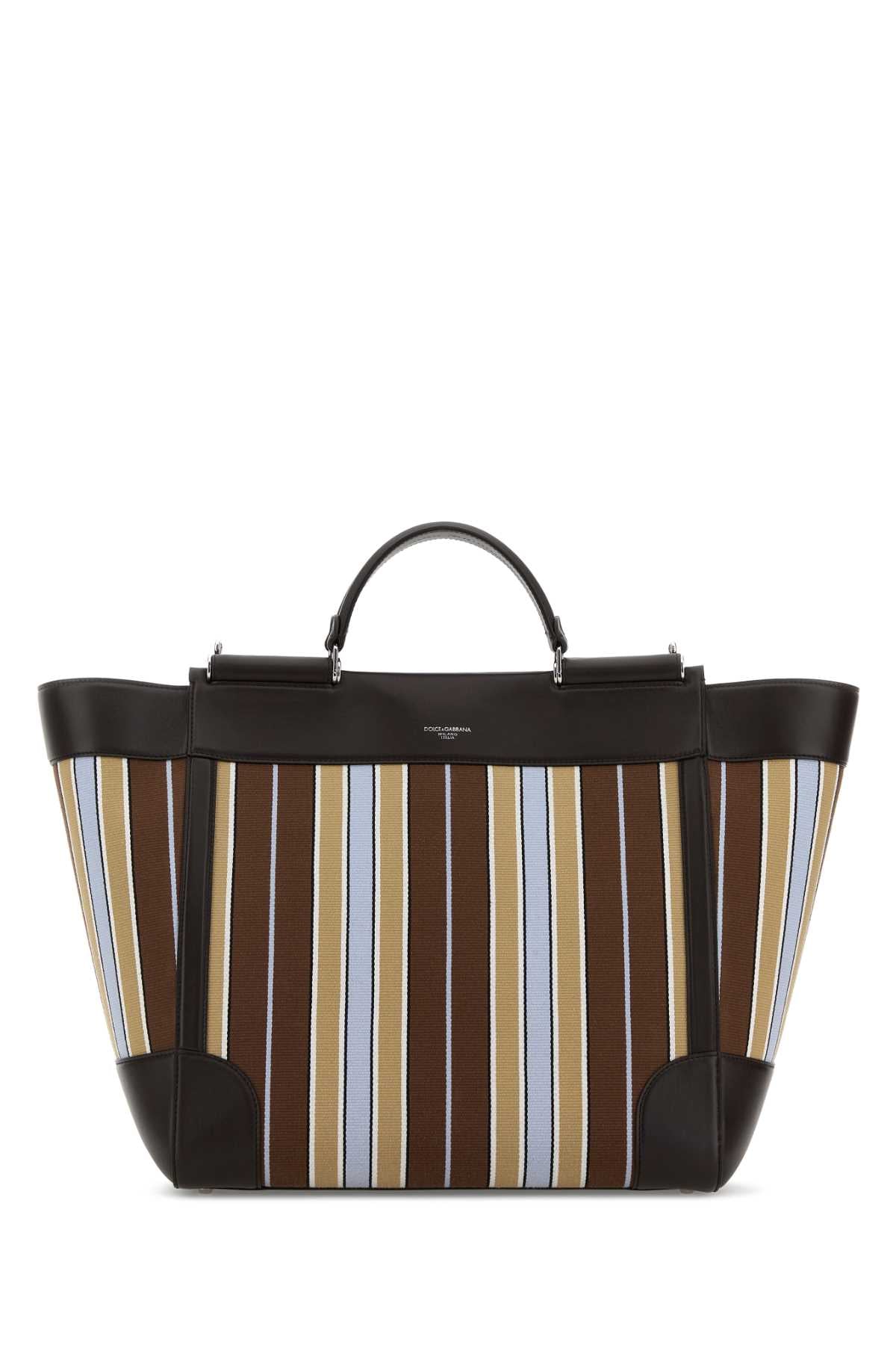 Dolce & Gabbana Men Embroidered Fabric Sicily Shopping Bag