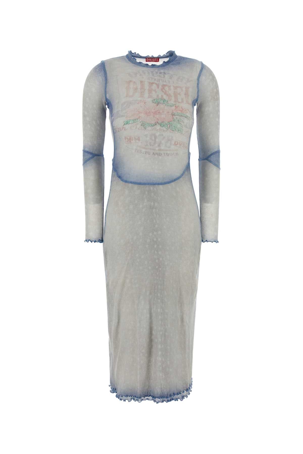 Diesel Women Pastel Light-Blue Cotton Dress