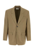 Saint Laurent Men Khaki Wool Blend Blazer