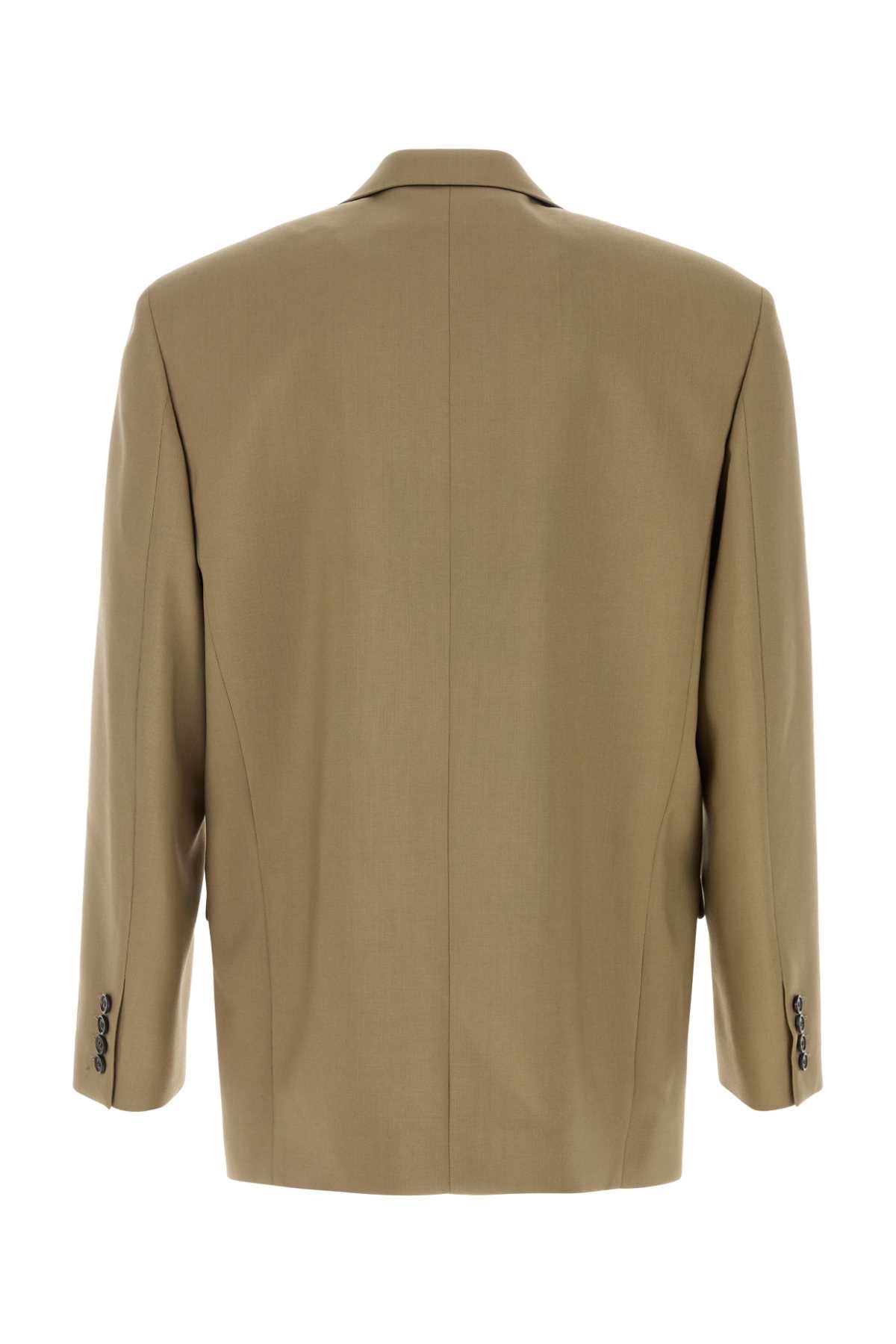 Saint Laurent Men Khaki Wool Blend Blazer