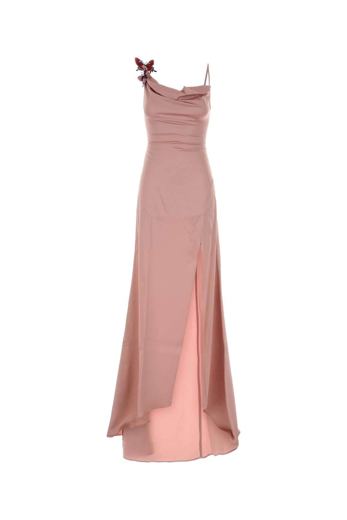 Blumarine Women Pink Stretch Satin Long Dress