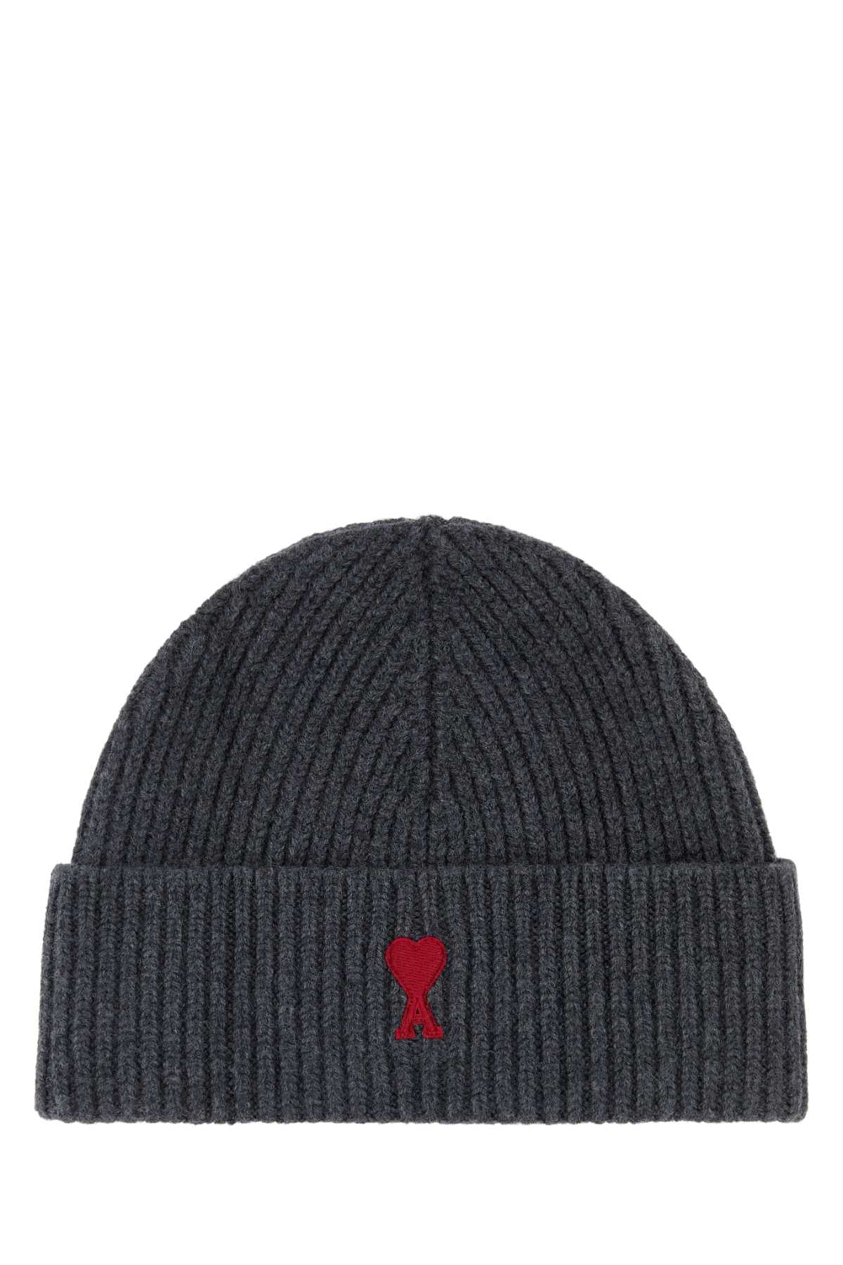Ami Men Graphite Wool Beanie Hat