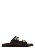 Gucci Women Dark Brown Canvas Slippers