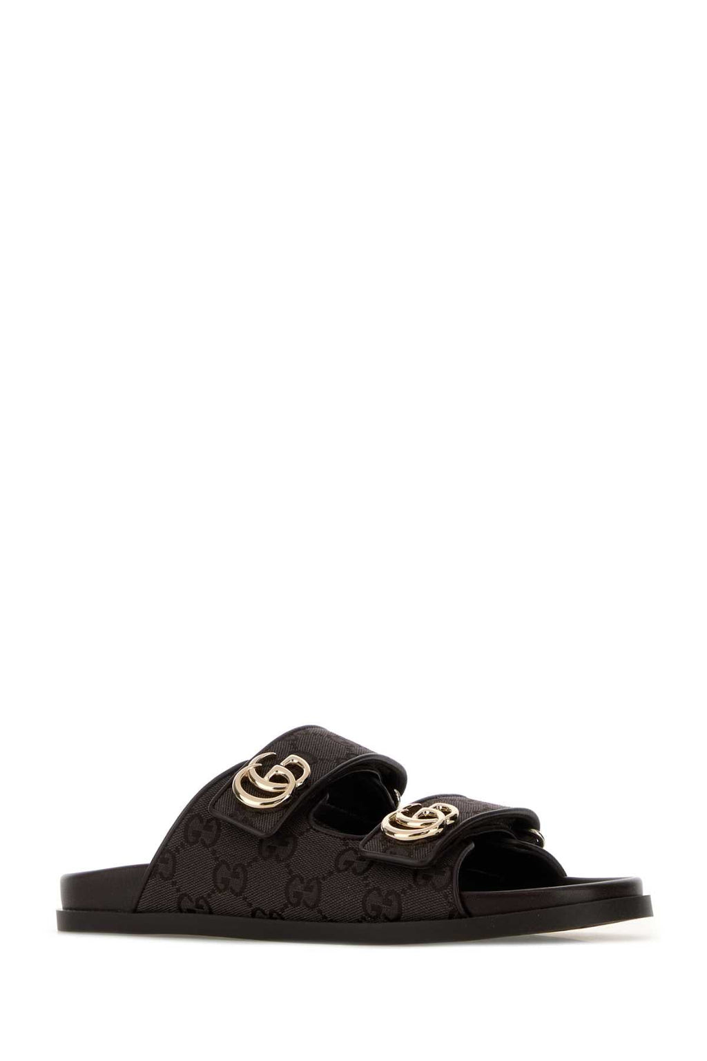 Gucci Women Dark Brown Canvas Slippers