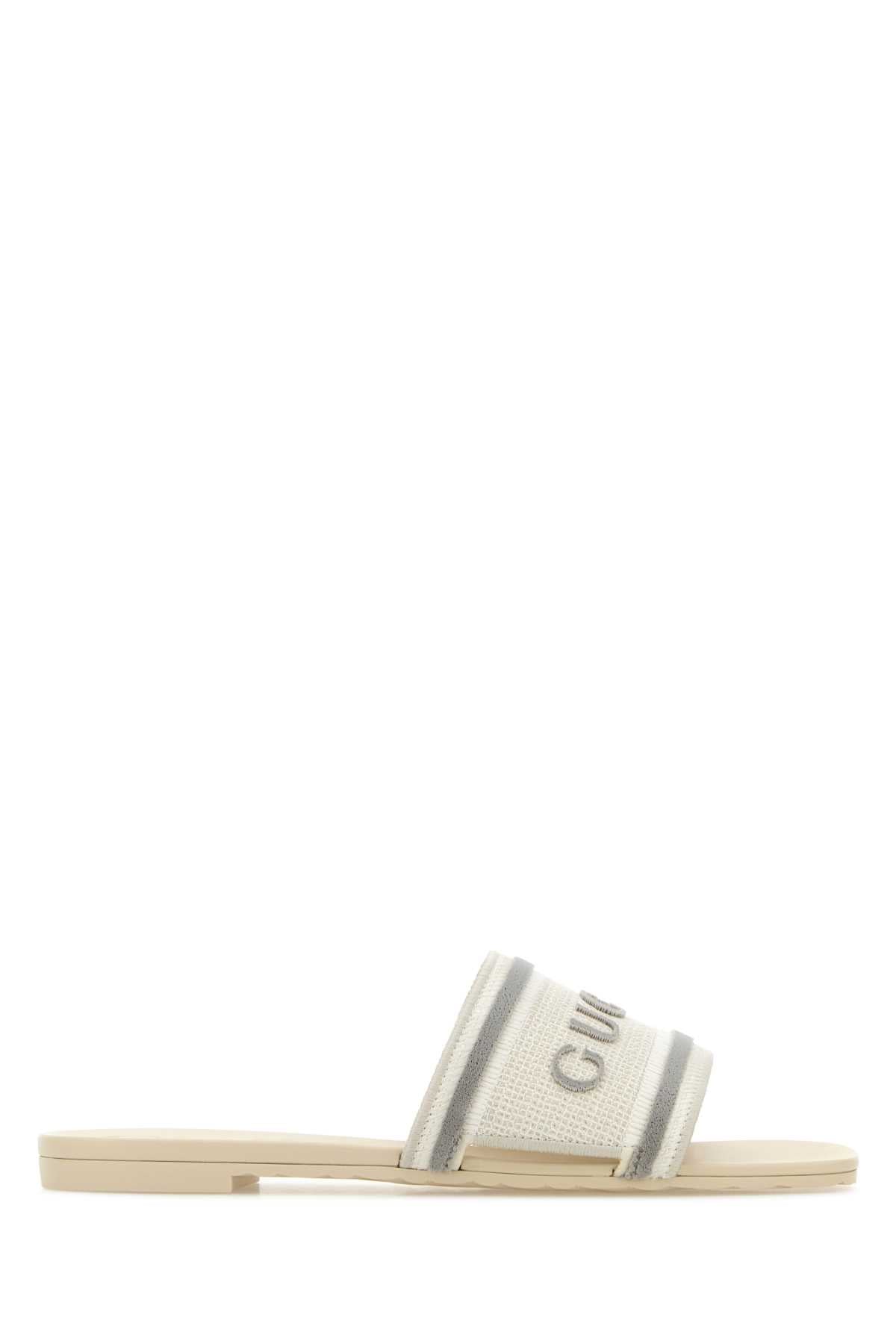 Gucci Women White Canvas Slippers