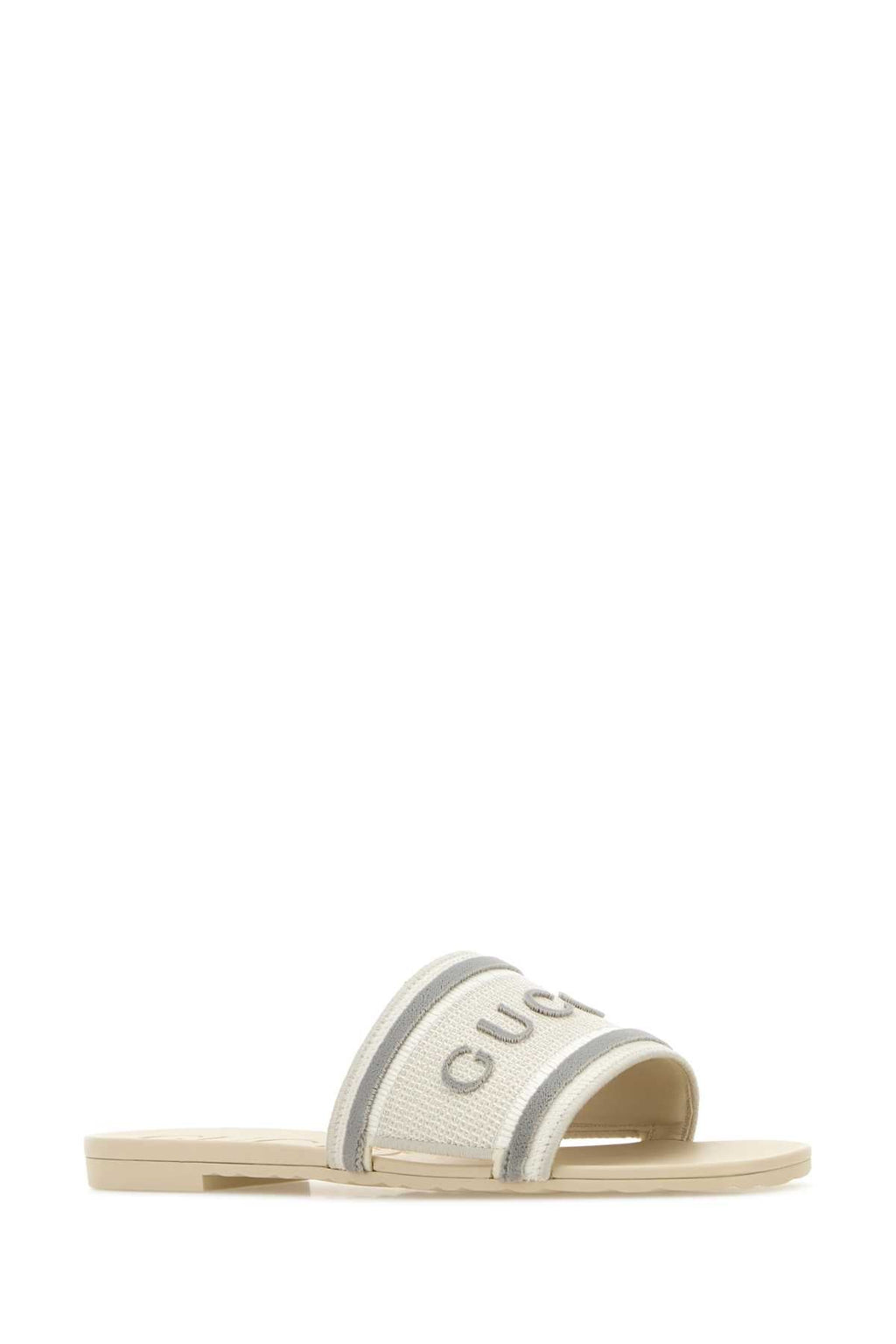Gucci Women White Canvas Slippers