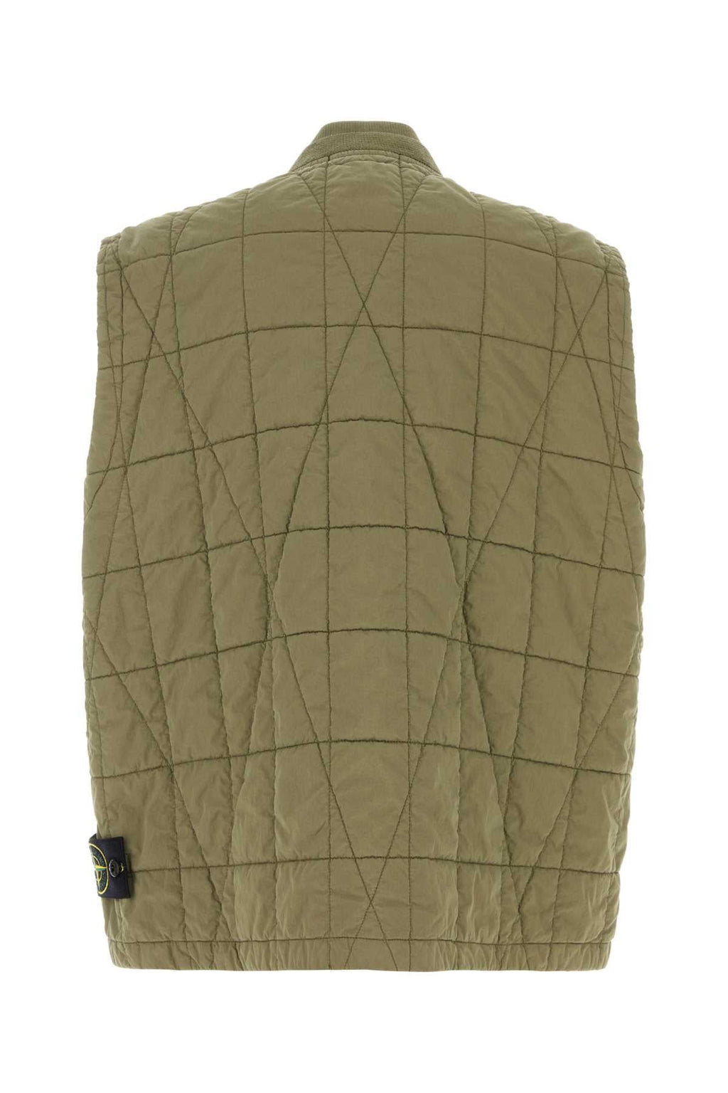 Stone Island Men Army Green Cotton Blend Sleeveless Jacket
