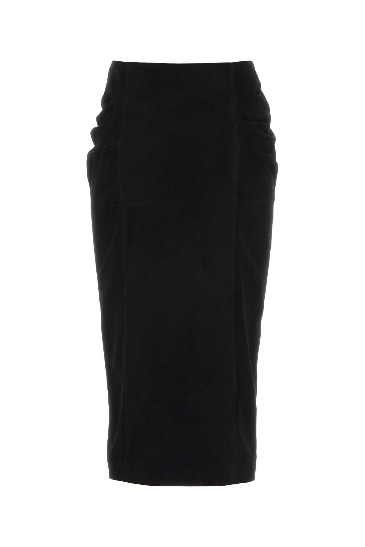 Valentino Garavani Women Black Suede Skirt