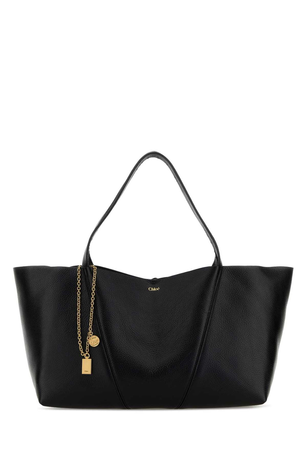 Chloe Women Black Leather East-West Chloe Spin Shopping Bag