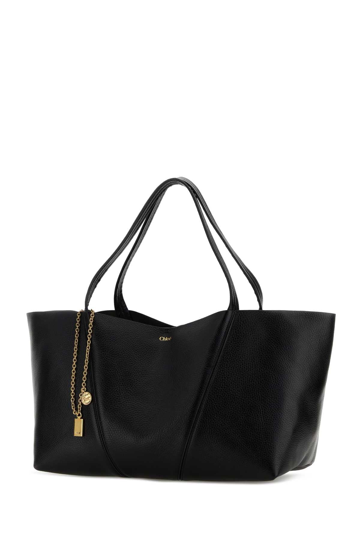 Chloe Women Black Leather East-West Chloe Spin Shopping Bag