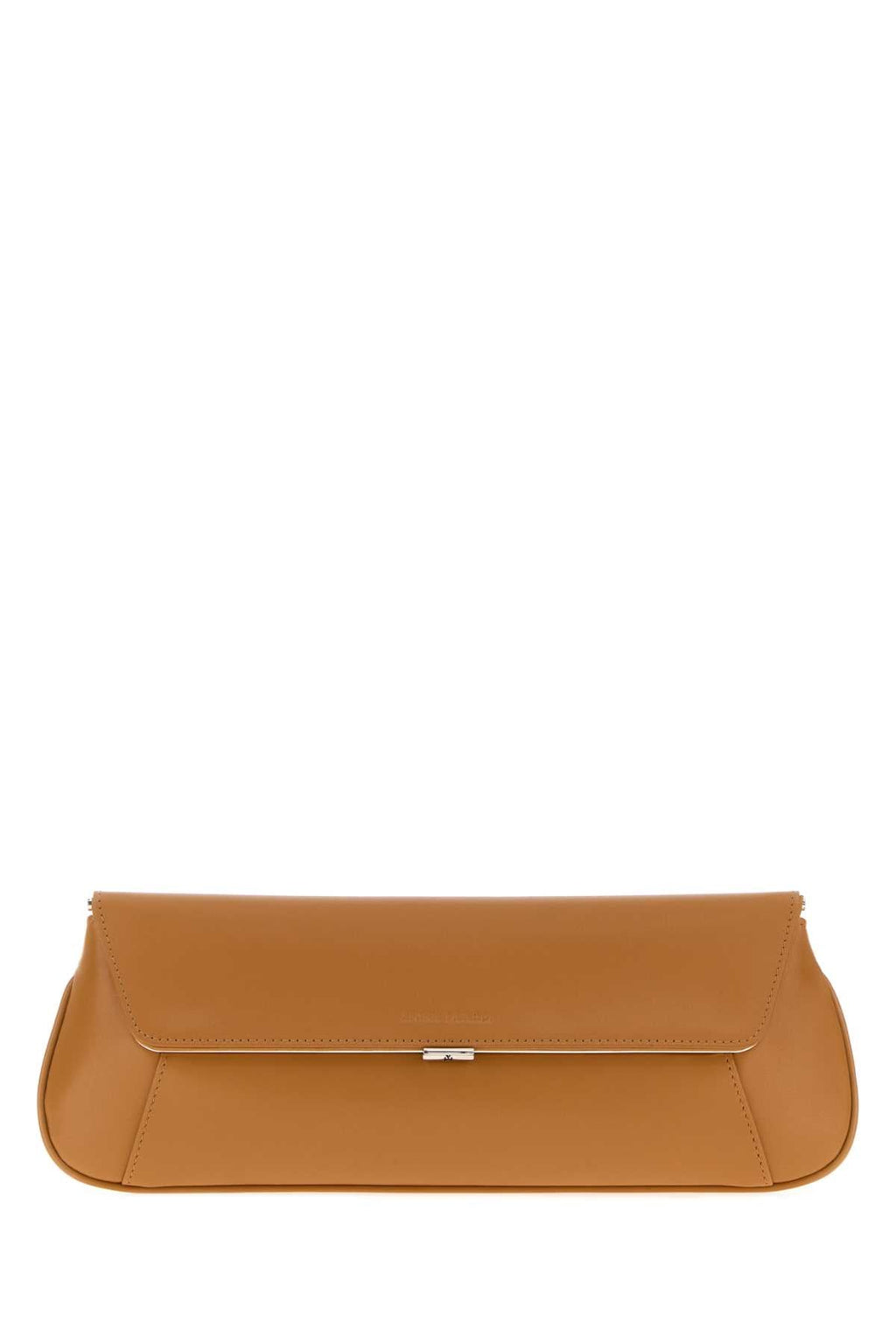 Amina Muaddi Women Camel Leather Ami Clutch