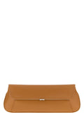 Amina Muaddi Women Camel Leather Ami Clutch