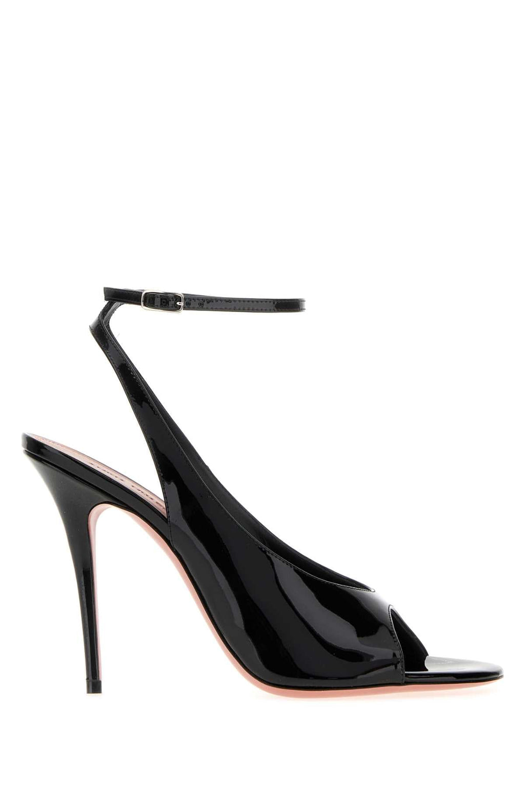 Amina Muaddi Women Black Leather Anok Sandals