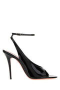 Amina Muaddi Women Black Leather Anok Sandals
