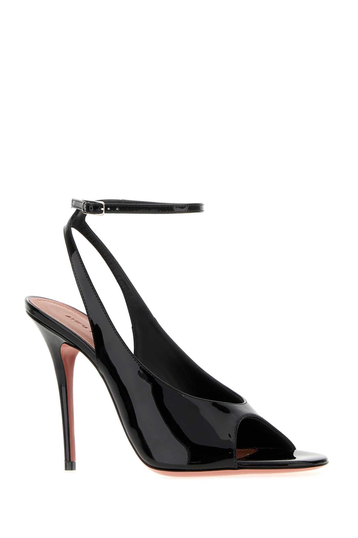 Amina Muaddi Women Black Leather Anok Sandals