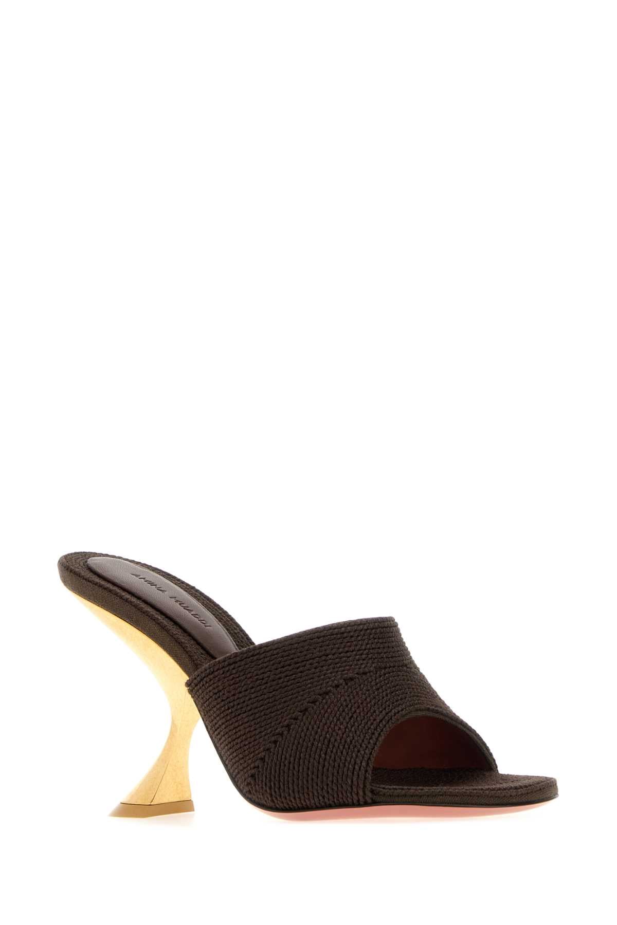 Amina Muaddi Women Brown Fabric Taylor Mules