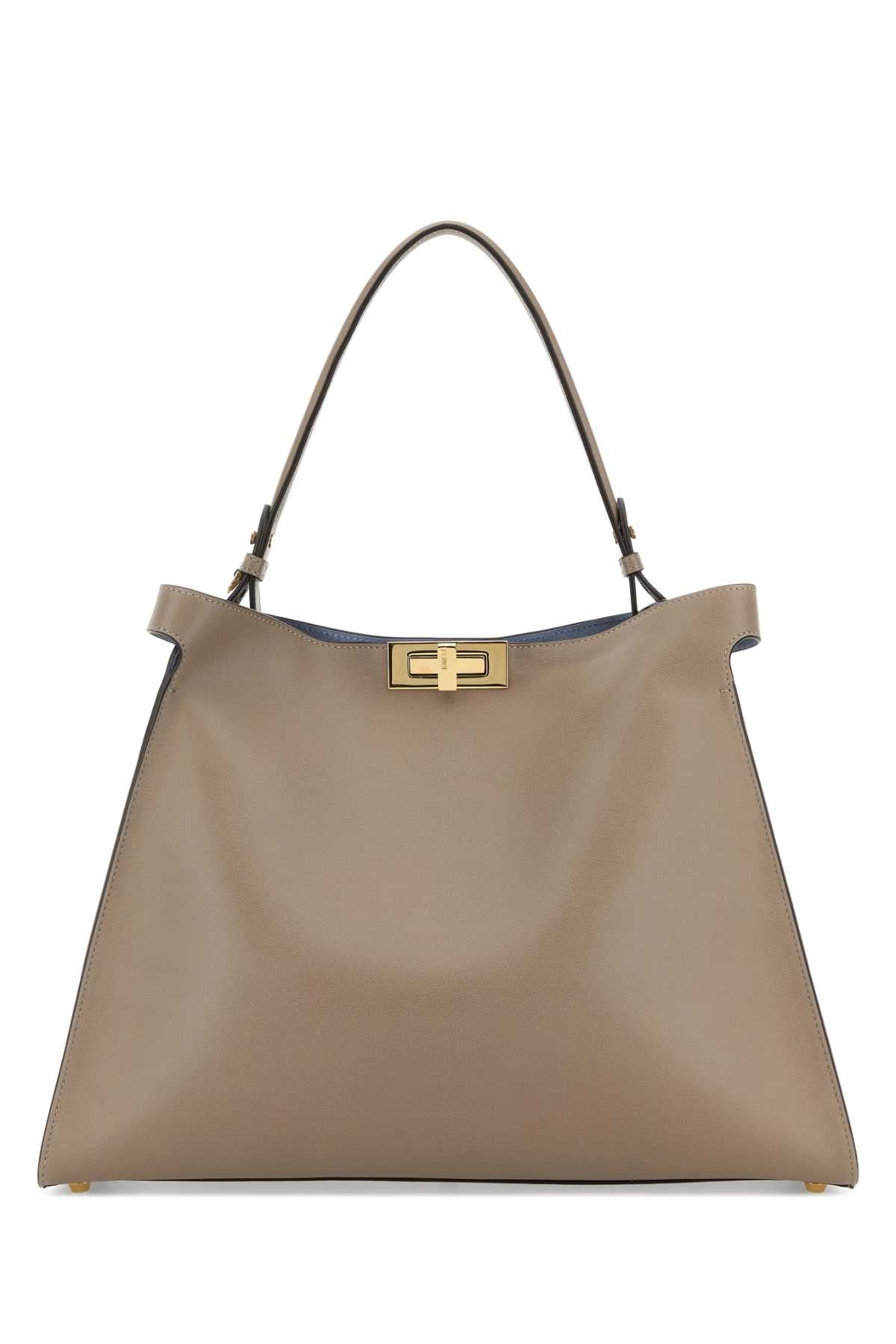 Fendi Women Dove Grey Leather Large Fendi Way Shoulder Bag