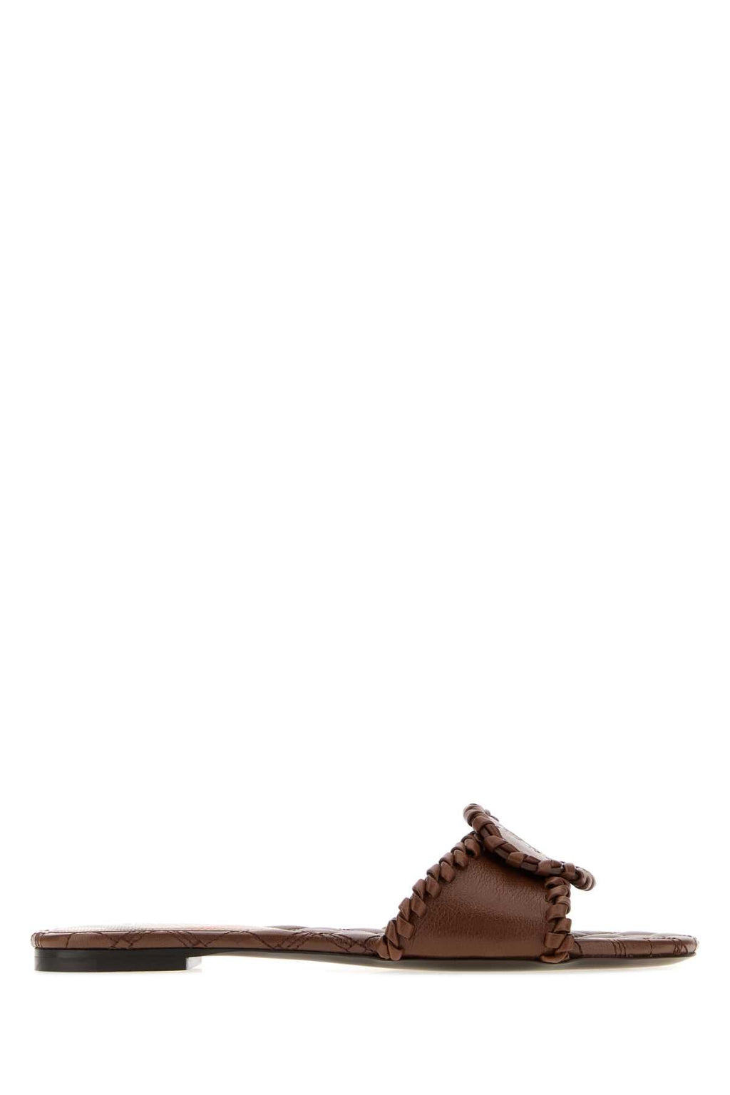 Burberry Women Chocolate Leather Slippers