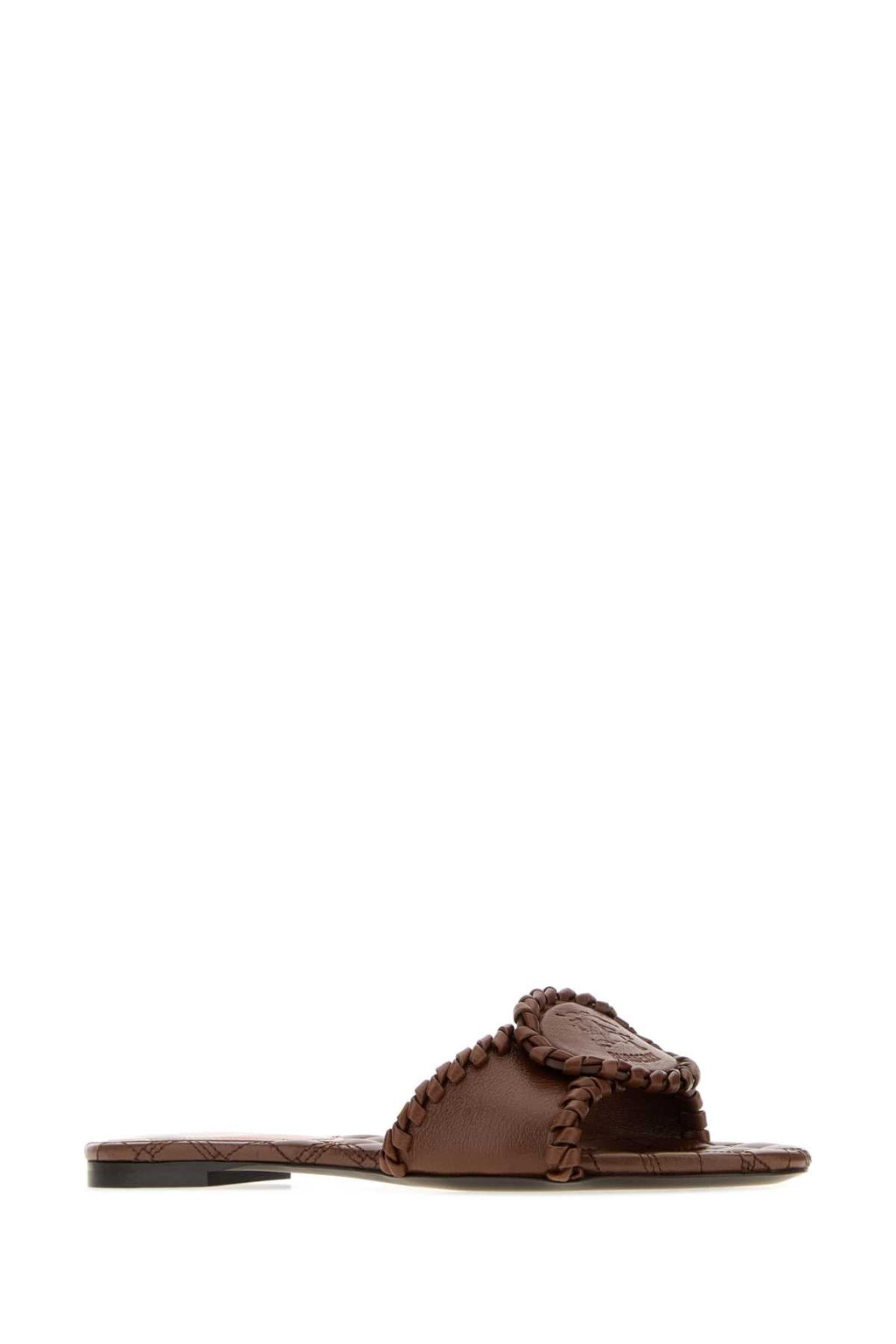 Burberry Women Chocolate Leather Slippers