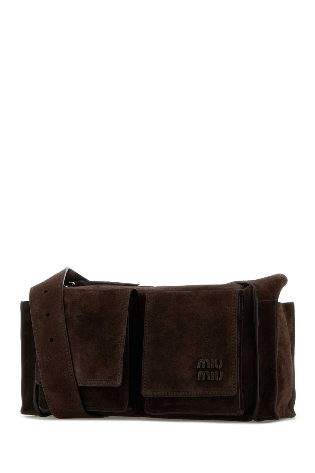 Miu Miu Women Dark Brown Suede Utilitaire Crossbody Bag