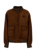 Miu Miu Women Brown Suede Bomber Jacket