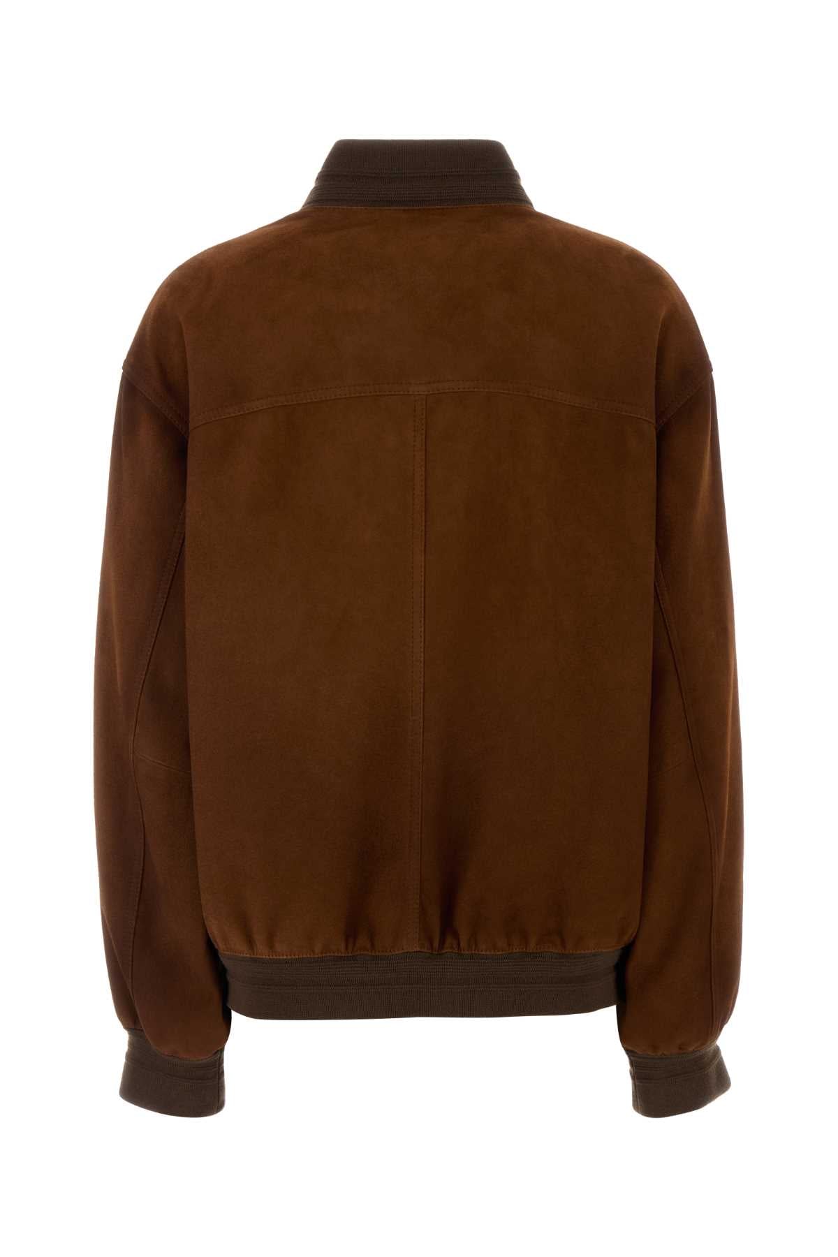 Miu Miu Women Brown Suede Bomber Jacket