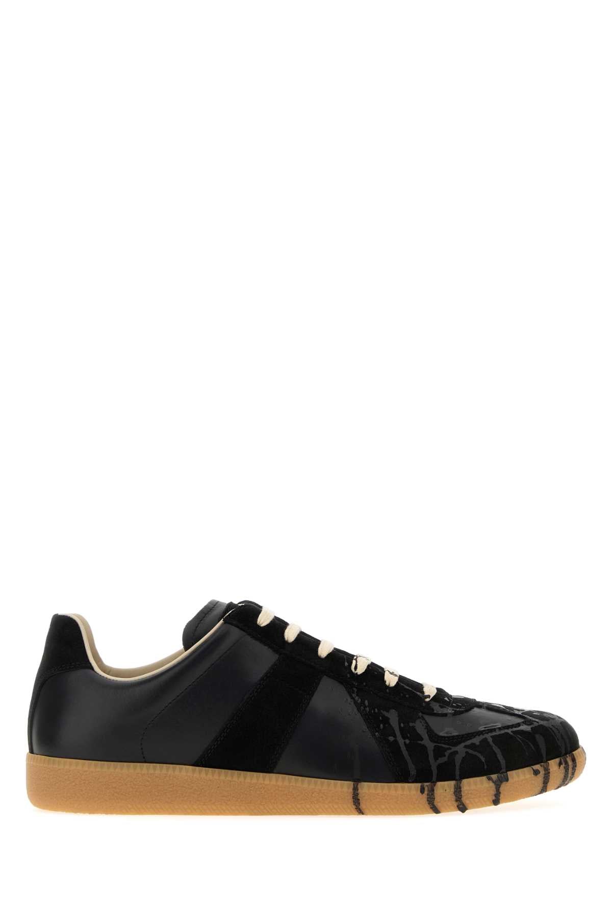 Maison Margiela Men Black Leather Replica Sneakers