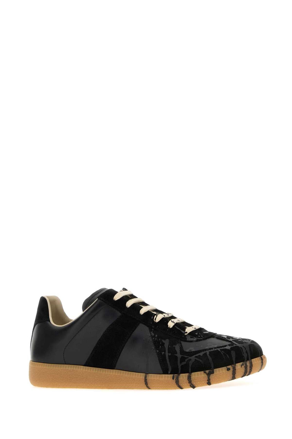 Maison Margiela Men Black Leather Replica Sneakers