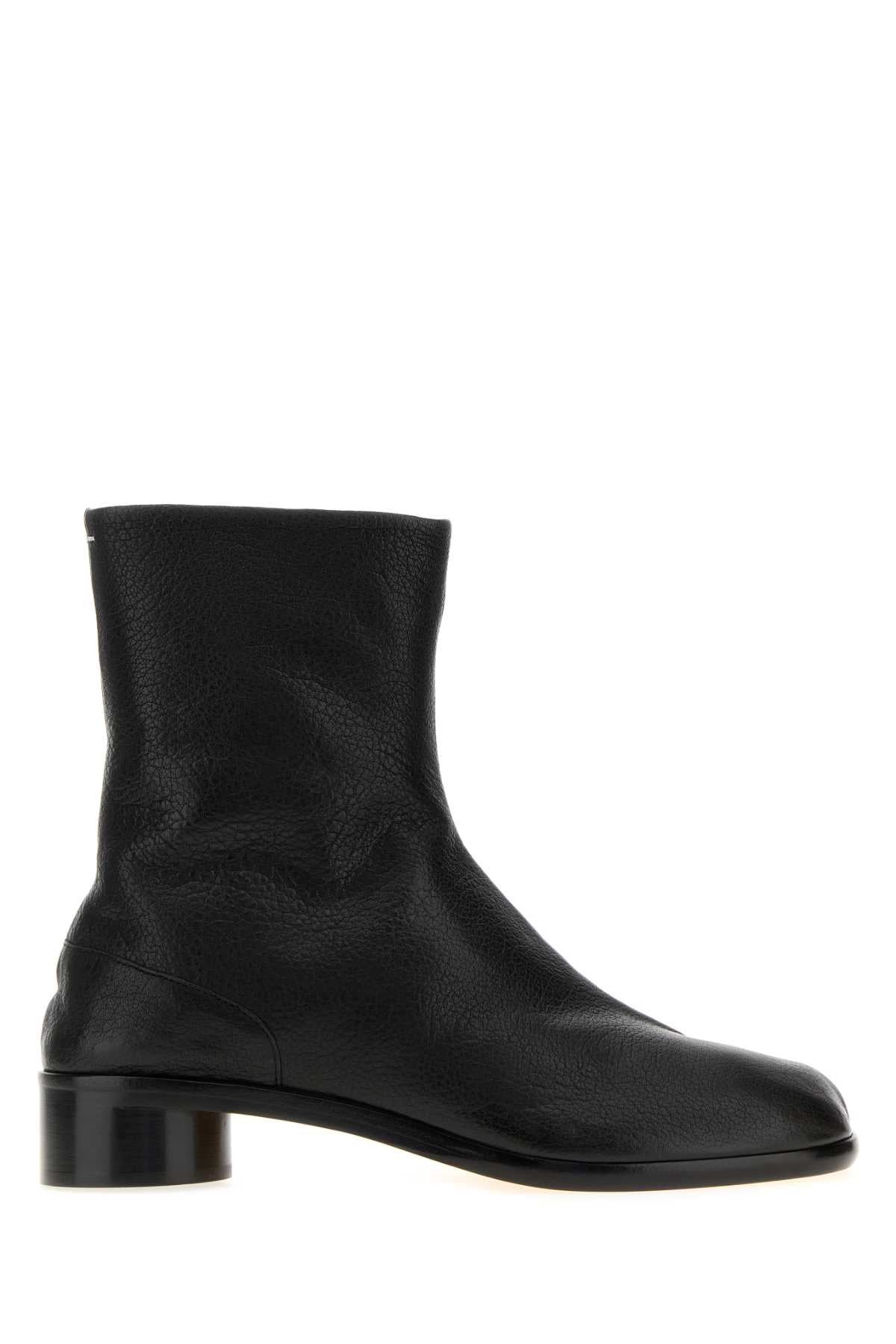 Maison Margiela Men Black Leather Tabi Ankle Boots