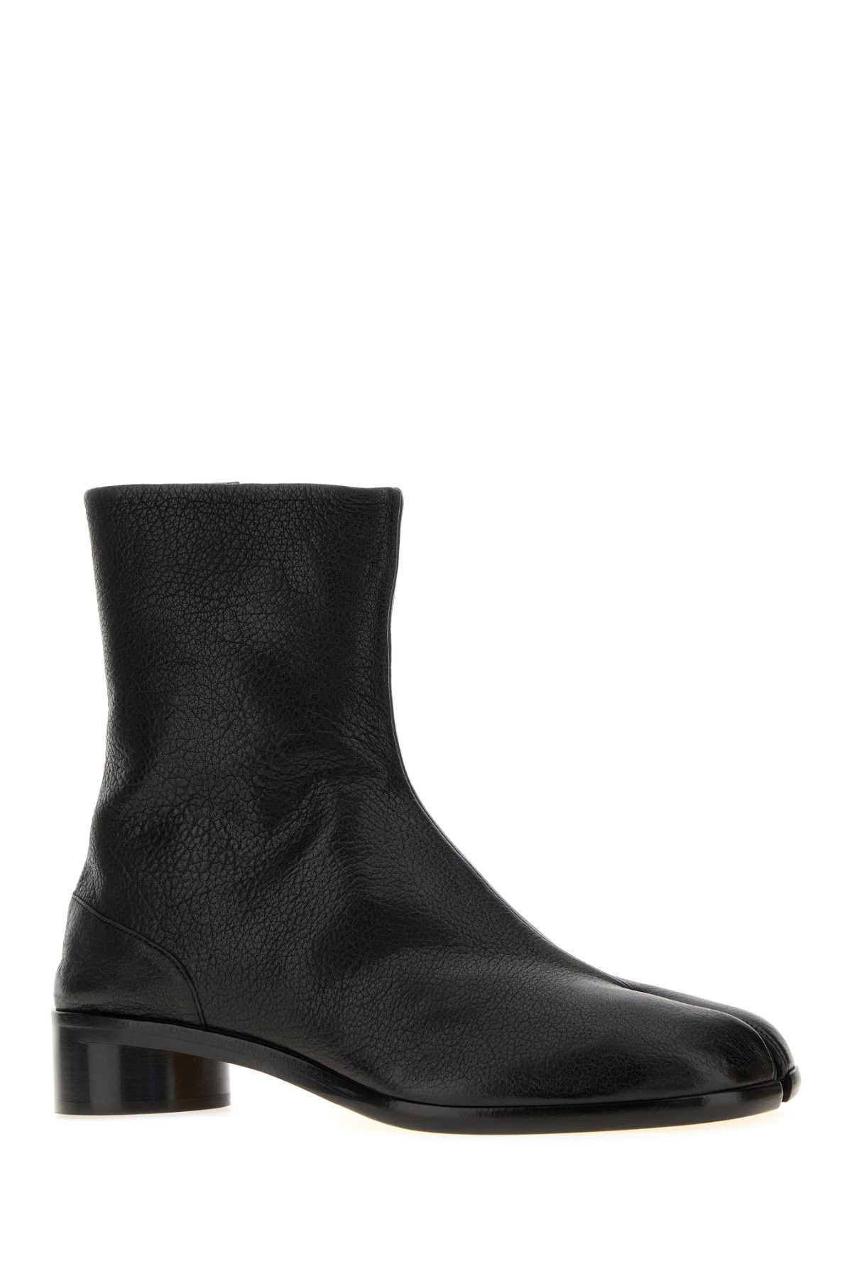 Maison Margiela Men Black Leather Tabi Ankle Boots