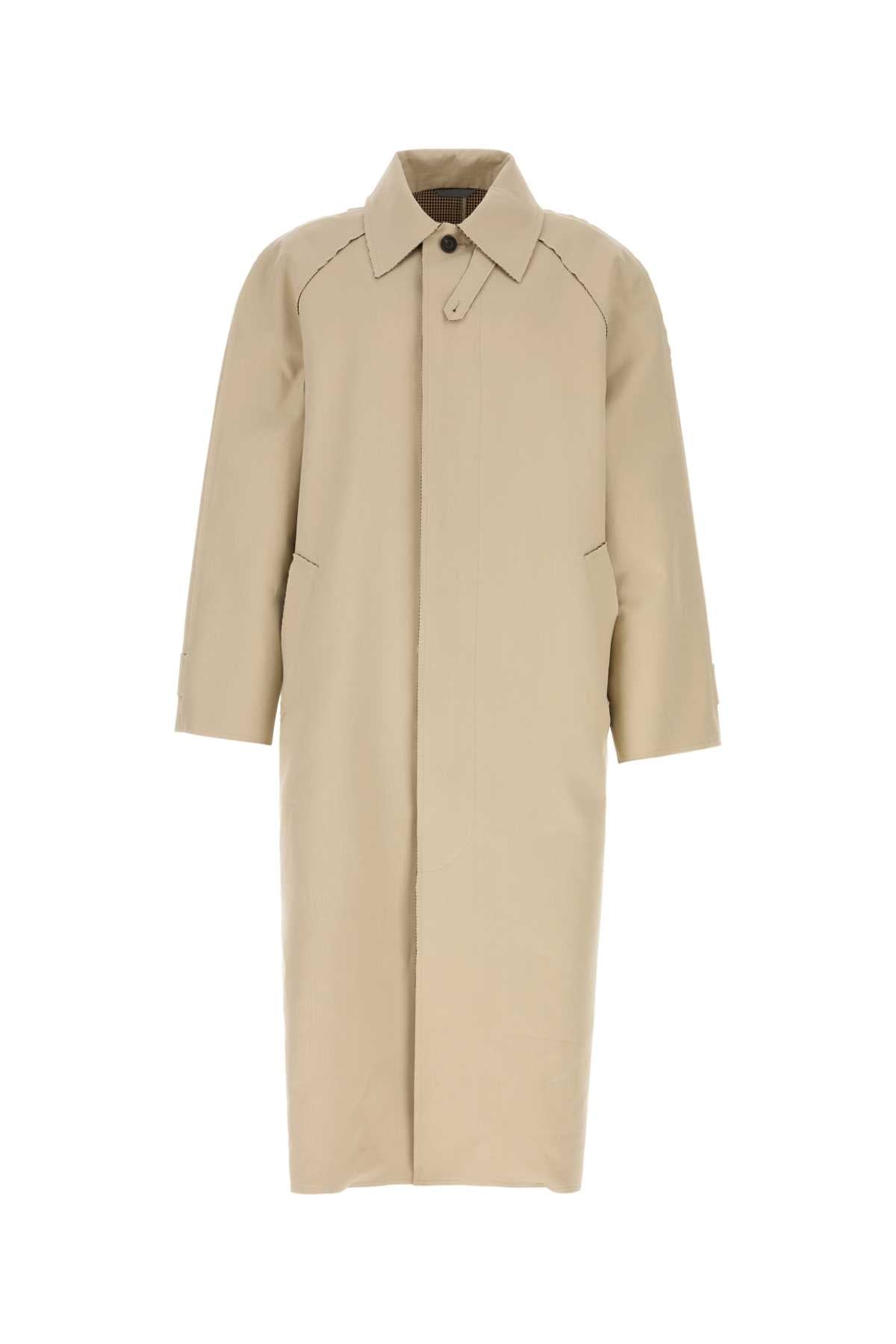 Balenciaga Men Beige Cotton Trench Coat