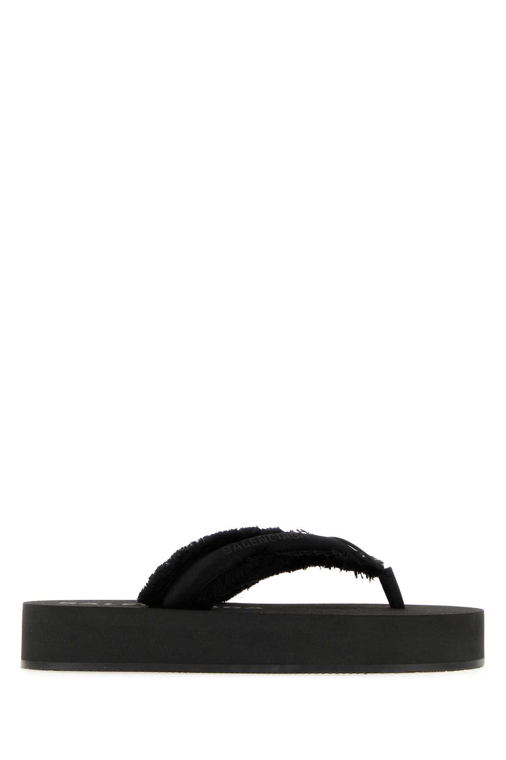 Balenciaga Women Black Satin Jet Leg Thong Slippers