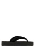 Balenciaga Women Black Satin Jet Leg Thong Slippers