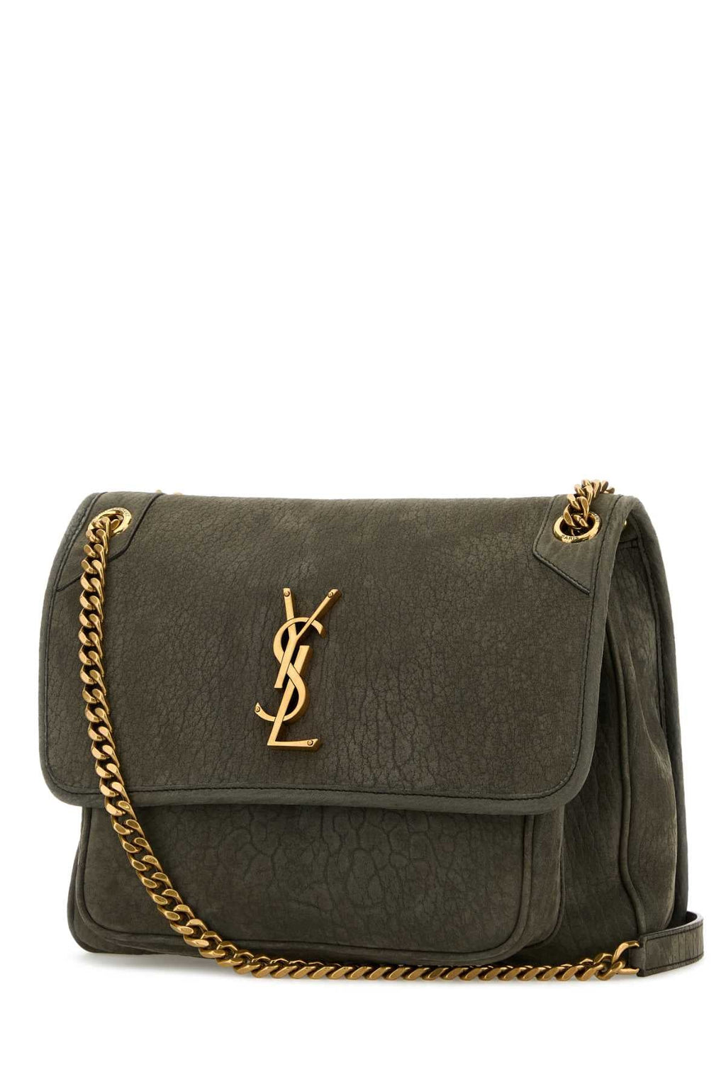 Saint Laurent Women Dark Grey Suede Medium Niki Shoulder Bag
