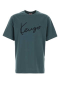 Kenzo Men Air Force Blue Cotton T-Shirt