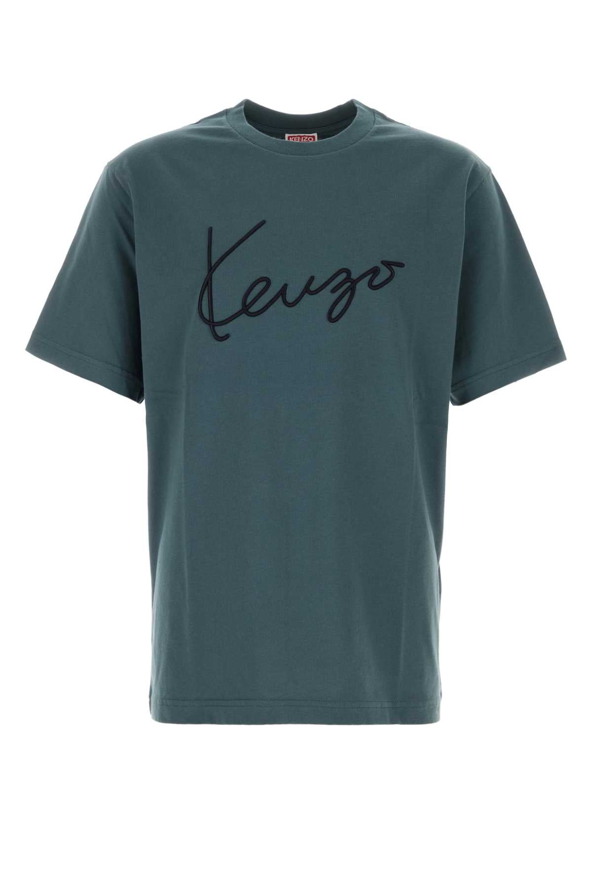 Kenzo Men Air Force Blue Cotton T-Shirt