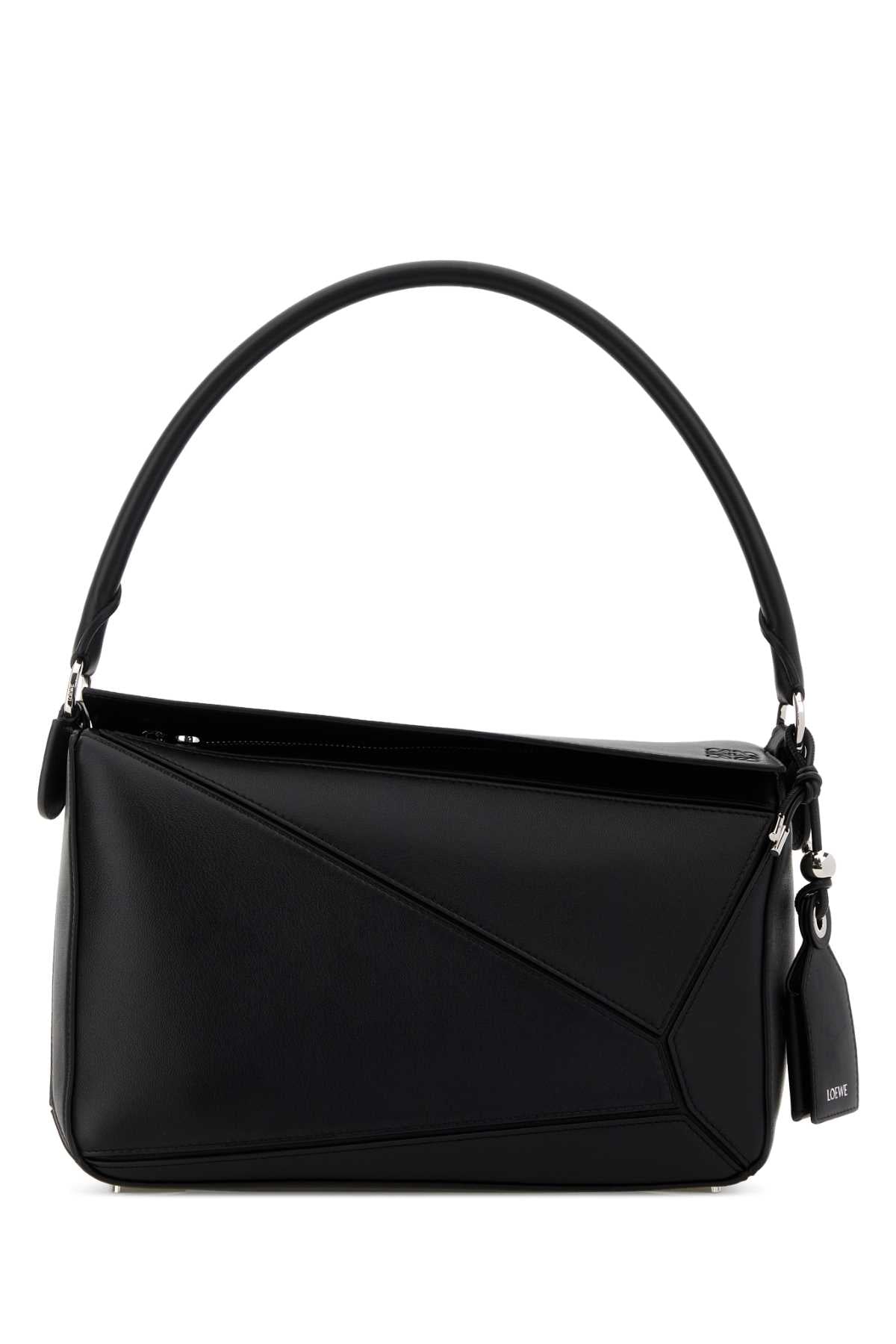 Loewe Women Black Nappa Leather Puzzle Featherlight Shoulder Bag